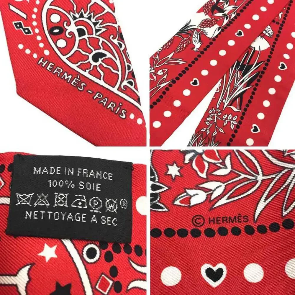 HERMES Red Silk Scarf - Picture 3 of 3